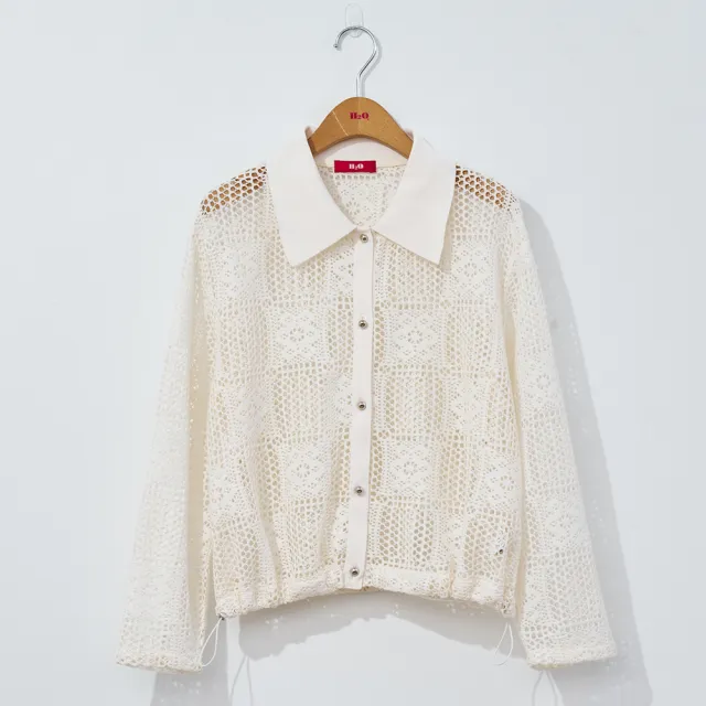 【H2O】蕾絲羅紋領外套(#4683001 蕾絲外套 米白色)