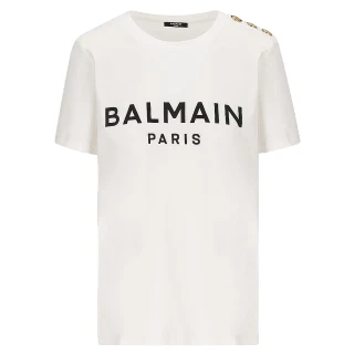 【BALMAIN】女款 品牌LOGO 短袖T恤-白色(XS號、M號)