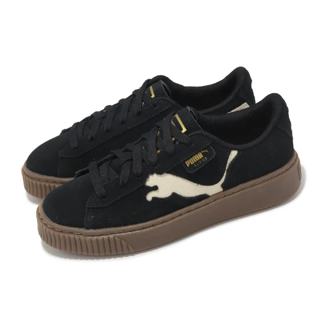 PUMA 休閒鞋 Suede Platform Cutout Wns 女鞋 黑 棕 麂皮 大LOGO 微厚底(397233-01)