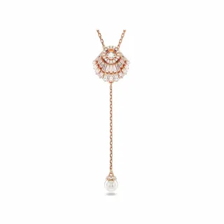 【SWAROVSKI 官方直營】Idyllia Y 字形鏈墜 貝殼 白色 鍍玫瑰金色調