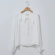 【H2O】不對稱荷葉綁帶長袖衫(#4675004 雪紡上衣 米白色/粉色)