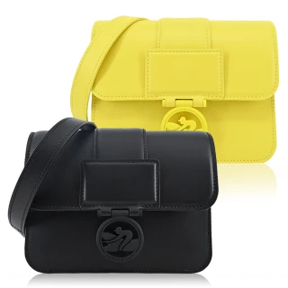 【LONGCHAMP】BOX-TROT系列小牛皮同色LOGO翻蓋斜背包(小/多色選)