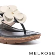 【MELROSE】美樂斯 綻放立體花朵造型全真皮夾腳厚底拖鞋(黑)