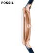 【FOSSIL 官方旗艦館】Jacqueline 藍色經典皮革指針女錶 手錶 36mm ES3843(母親節)