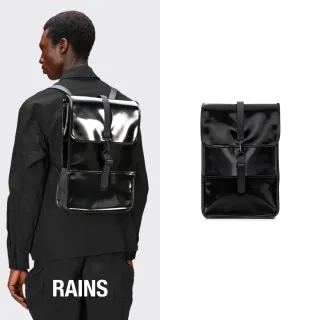 【RAINS官方直營】Backpack Mini 經典防水小型雙肩背長型背包(Night 夜幕亮黑)