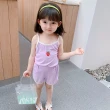 【安朵童舖】現貨韓版女童草莓冰絲吊帶套裝兒童家居套裝睡衣吊帶套裝冰絲套裝童裝(019)