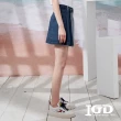 【IGD 英格麗】速達-網路獨賣款-俏麗雙色百褶牛仔短裙(藍色)
