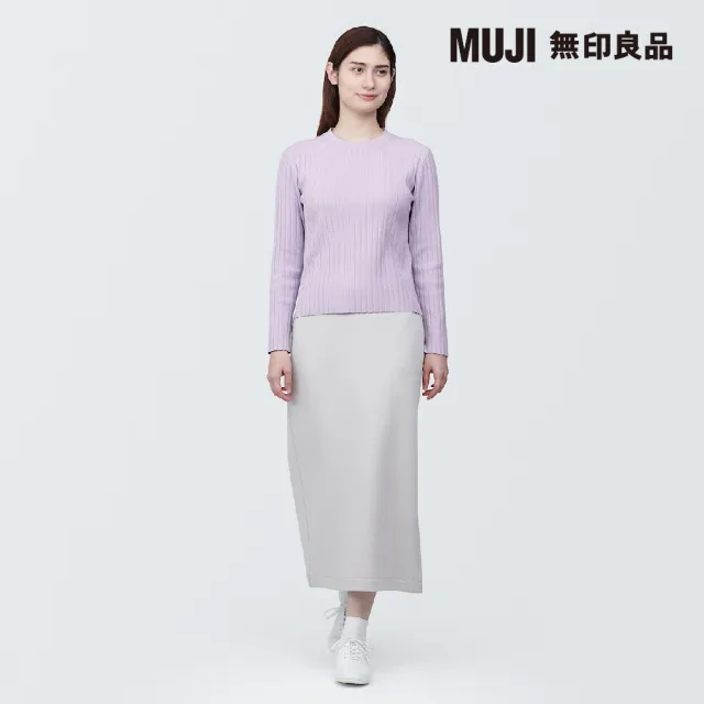 【MUJI 無印良品】女大豆纖維螺紋圓領針織衫(共4色)