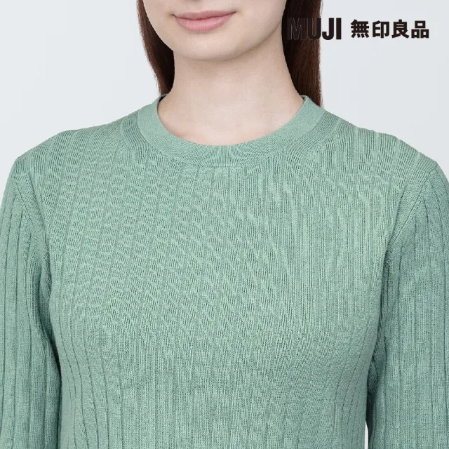 【MUJI 無印良品】女大豆纖維螺紋圓領針織衫(共4色)