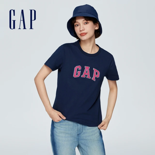 【GAP】女裝 Logo純棉圓領短袖T恤-海軍藍(402168)