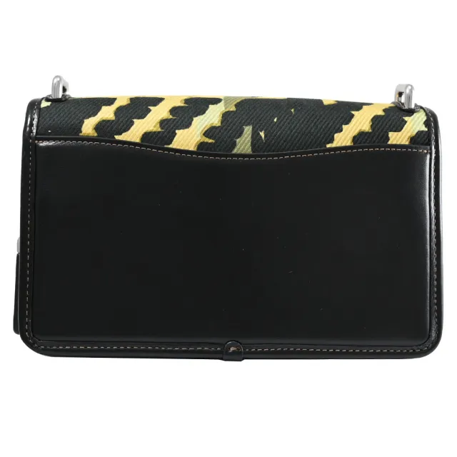 【COACH】金屬C字LOGO撞色斜紋翻蓋肩斜三用斜背包(黑邊)