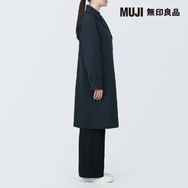 【MUJI 無印良品】女聚酯纖維撥水加工雙排扣大衣(共3色)