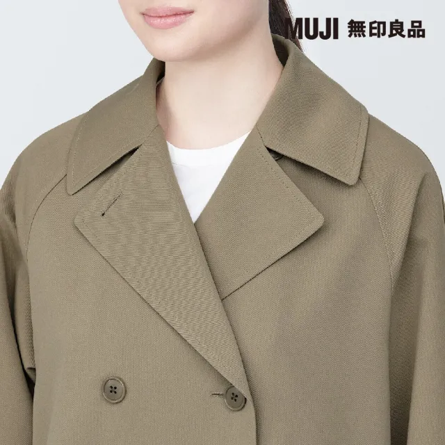 【MUJI 無印良品】女聚酯纖維撥水加工雙排扣大衣(共3色)