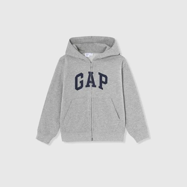 【GAP】男童裝 Logo連帽外套-灰色(890300)