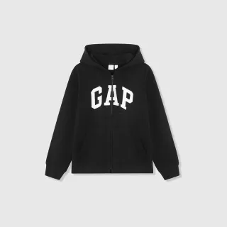 【GAP】男童裝 Logo連帽外套-黑色(890300)
