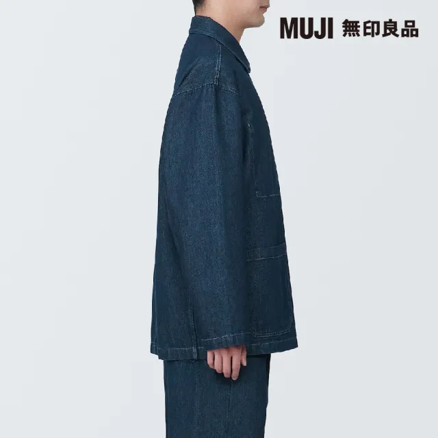 【MUJI 無印良品】男吉貝木棉混丹寧工作外套(暗藍)