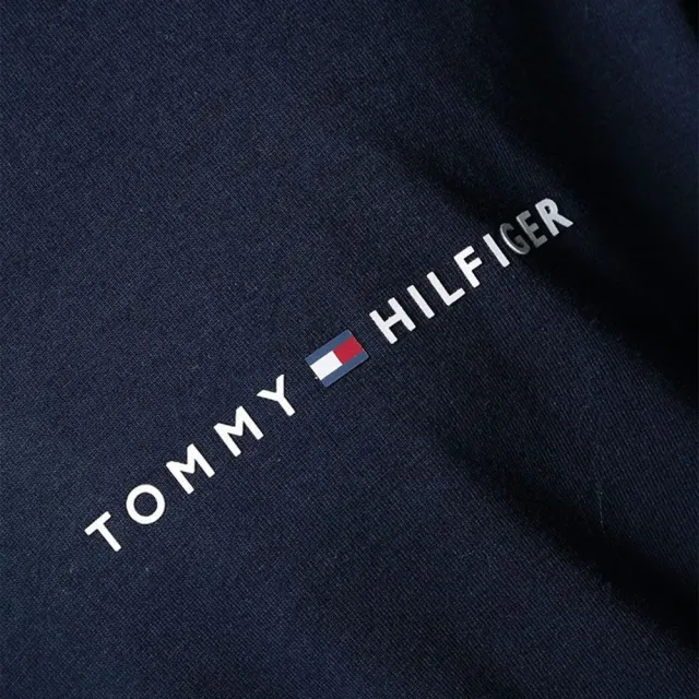 【Tommy Hilfiger】TOMMY 經典印刷文字機能排汗透氣素面短袖T恤 上衣-深藍色(平輸品)