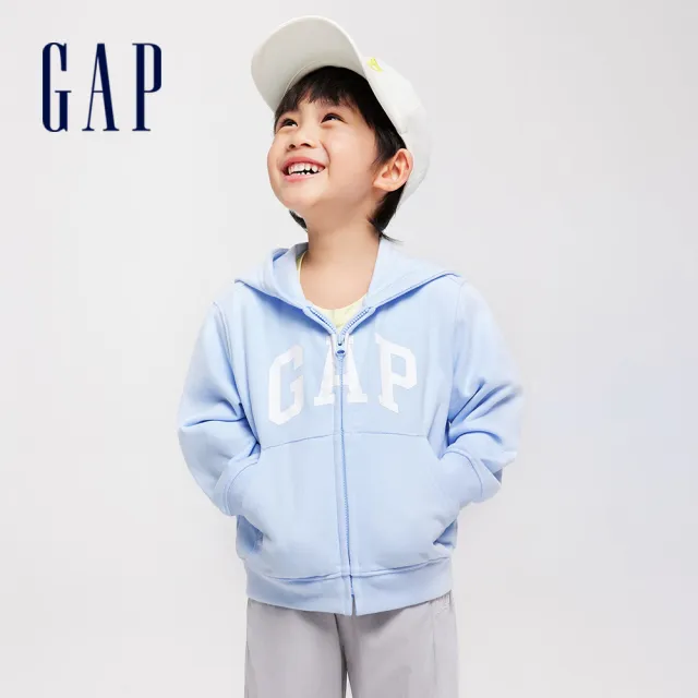 【GAP】幼童裝 Logo連帽外套-淺藍色(890199)