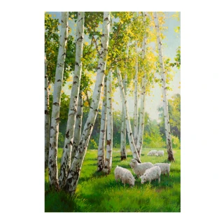 【御畫房】白樺林之春 國家一級畫師手繪油畫60×90cm(VF-99)