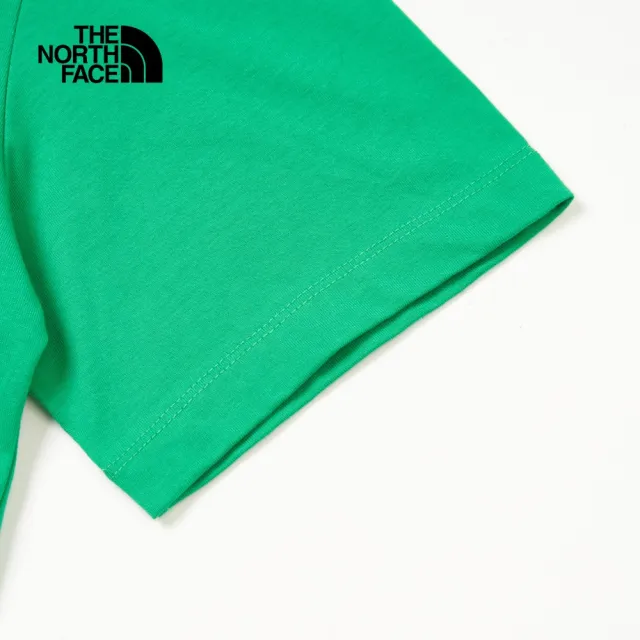 【The North Face 官方旗艦】北面女款綠色山脈印花LOGO寬鬆短袖T恤｜88G7PO8