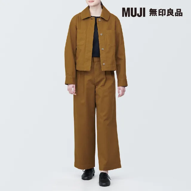 【MUJI 無印良品】女吉貝木棉混打褶寬版褲(共2色)