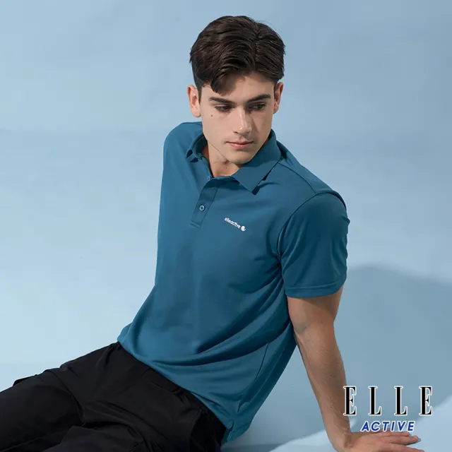 【ELLE ACTIVE】男款 法式經典短袖POLO衫-藍綠色(EA24M2M1101-46)