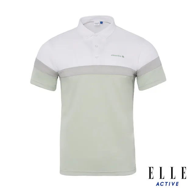 【ELLE ACTIVE】男款 休閒撞色拼接短袖POLO衫-淺綠色(EA24M2M1102#41)