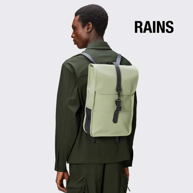 【RAINS官方直營】Backpack Mini 經典防水小型雙肩背長型背包(Earth 地球綠)