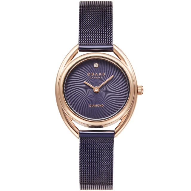 【OBAKU】渦旋曲線時尚腕錶-紫X玫瑰金(V286LXVQMQ)