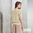 【IGD 英格麗】速達-網路獨賣款-波點植絨細褶雪紡上衣(黃色)
