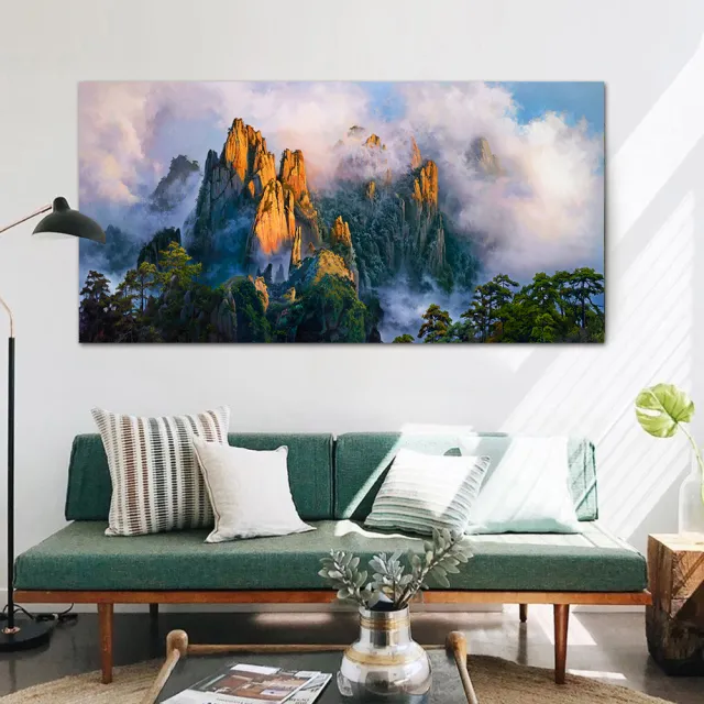 【御畫房】黃山雲海 國家一級畫師手繪油畫60×120cm(VF-144)