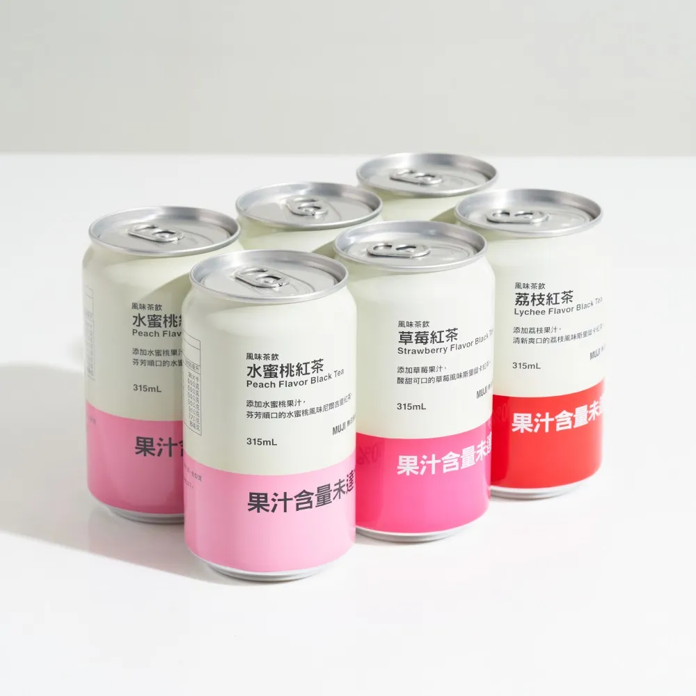 【MUJI 無印良品】綜合風味茶飲 ３１５ｍｌ*6(水蜜桃紅茶*2、草莓紅茶*2、荔技紅茶*2)