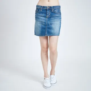 【EDWIN】女裝 MISS EDWIN503基本牛仔短裙(中古藍)