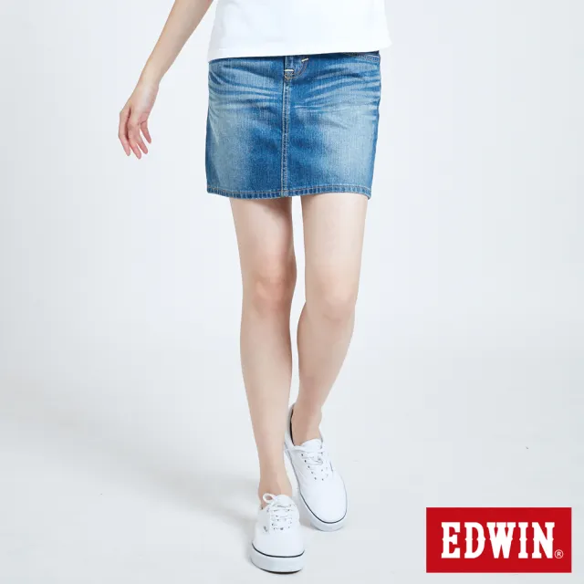 【EDWIN】女裝 MISS EDWIN503基本牛仔短裙(中古藍)