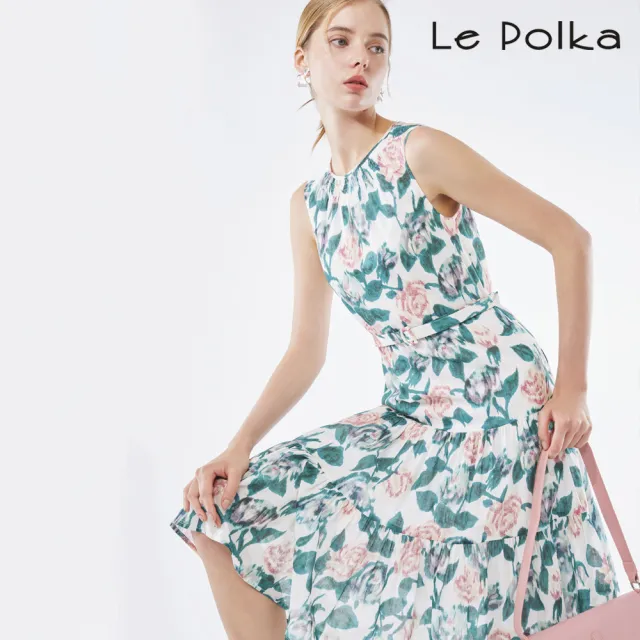 【Le Polka】典雅滿版印花連身洋裝-女