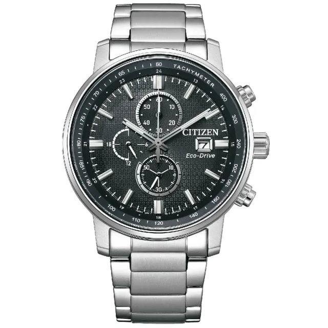【CITIZEN 星辰】Chronograph 亞洲限定光動能競速計時男錶-黑x銀/43mm 母親節限定(CA0840-87E)