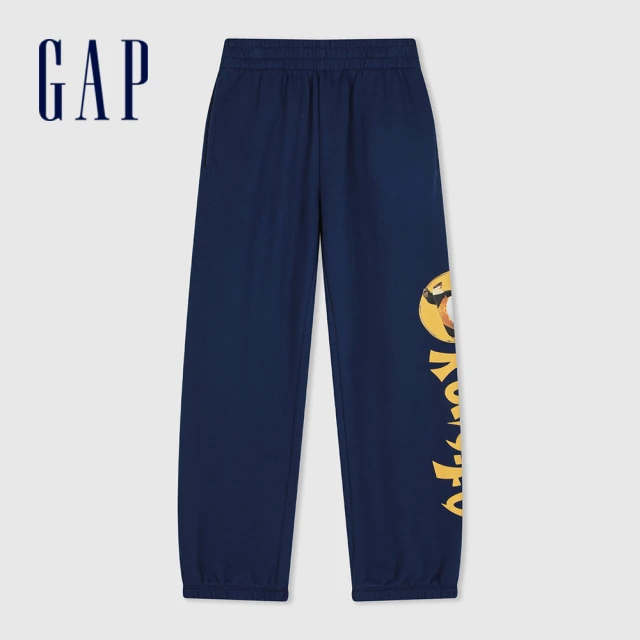 GAPGAP 男童裝 Gap x 功夫熊貓聯名 Logo印花束口鬆緊褲-藏藍色(890564)