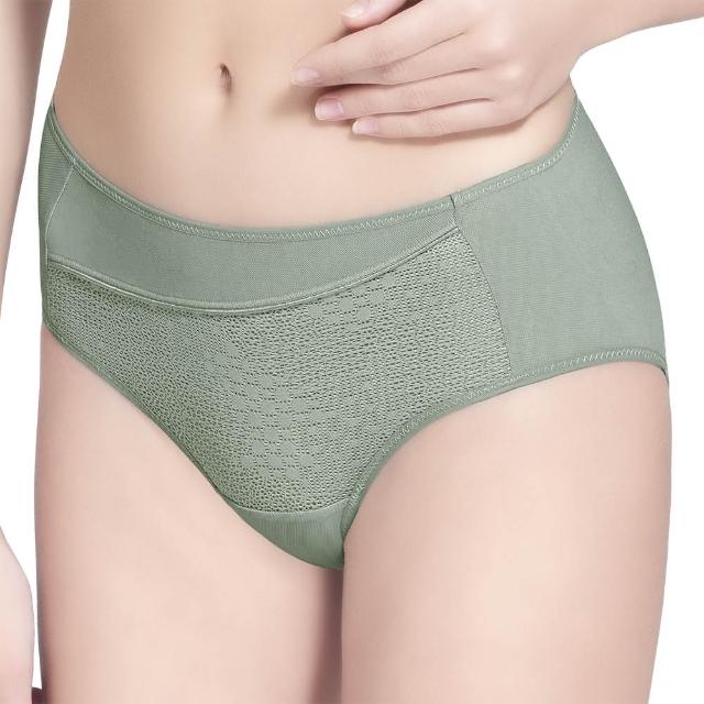 【Swear 思薇爾】幾何律動系列M-3XL涼感中腰三角女內褲(蒼葭綠)