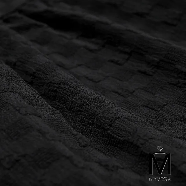 【MYVEGA 麥雪爾】MA立體方格紋傘擺套裝長裙-黑(上下身分開販售/2024春夏新品)