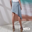 【IGD 英格麗】速達-網路獨賣款-時尚條紋不對稱剪裁短裙(藍色)