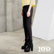 【IGD 英格麗】速達-網路獨賣款-時尚修身立體剪裁長褲(黑色)