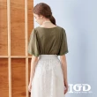 【IGD 英格麗】速達-網路獨賣款-氣質大圓領寬袖蕾絲上衣(綠色)