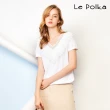 【Le Polka】V領荷葉蕾絲T恤-女