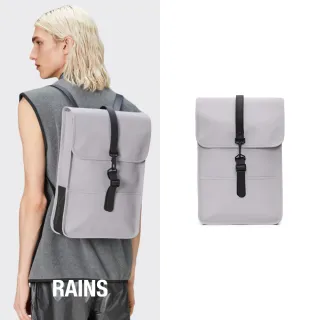 【RAINS官方直營】Backpack Mini 經典防水小型雙肩背長型背包(Flint 灰藕紫)