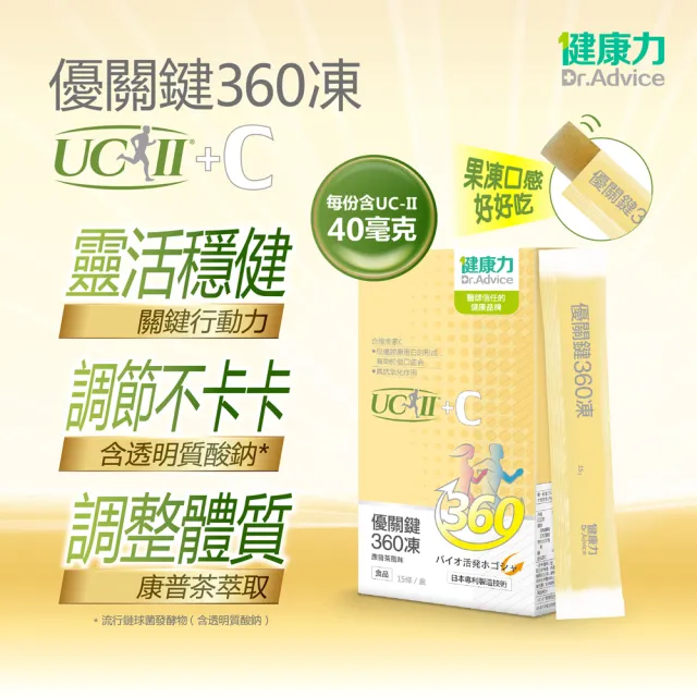 【Dr.Advice 健康力】優關鍵360凍15入x2盒(共30入)(UCII 維生素C 鳳梨酵素 MSM 靈活關鍵)