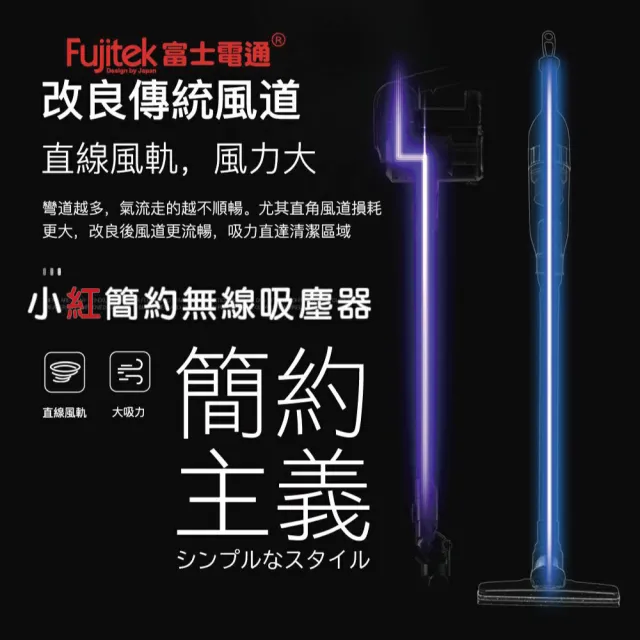 【Fujitek 富士電通】簡約無線吸塵器FTV-RH508(小紅紅)