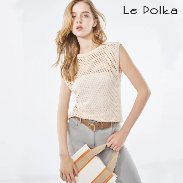Le Polka 鏤空無袖針織上衣-女