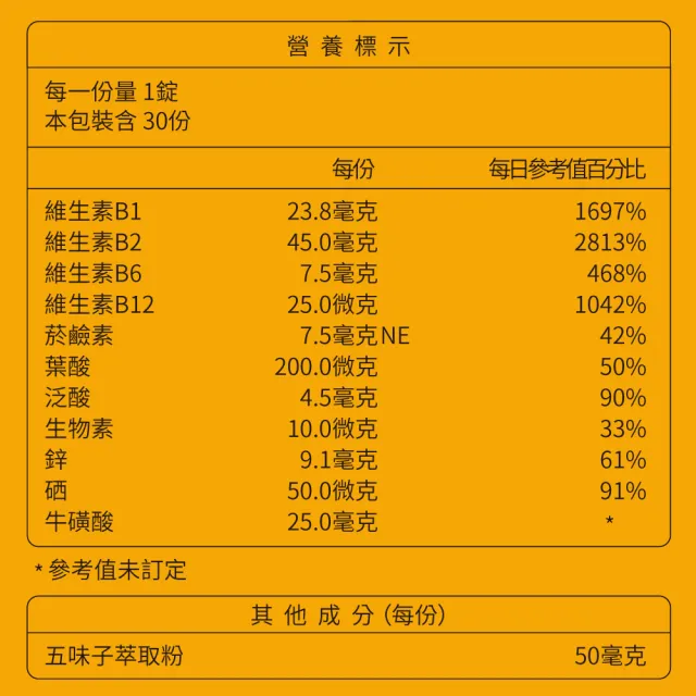 【大研生醫】B群緩釋雙層錠2入組(共60錠)-添加五味子.牛磺酸