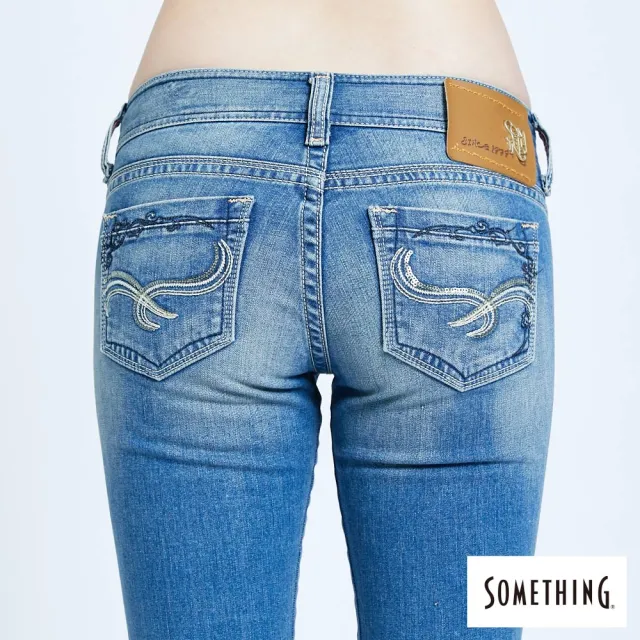 【SOMETHING】女裝 涼爽之夏 CELEB亮片七分牛仔褲(拔淺藍)