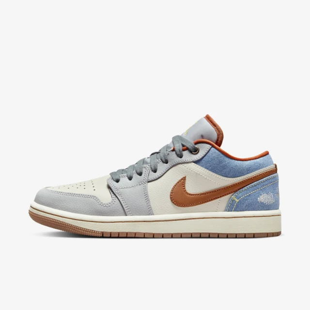 NIKE 耐吉 Wmns Air Jordan 1 Low 女 休閒鞋 經典 低筒 丹寧 米灰棕(FZ5045-091)